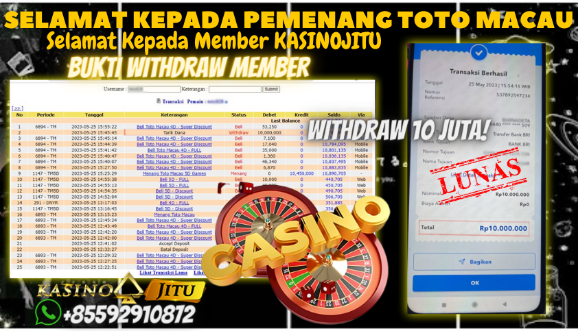 Bukti JP Togel Online KasinoJitu - Toto Macau 5D