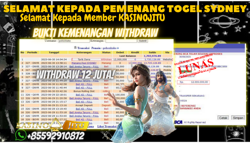 Bukti JP Togel Online KasinoJitu - Togel Sydney