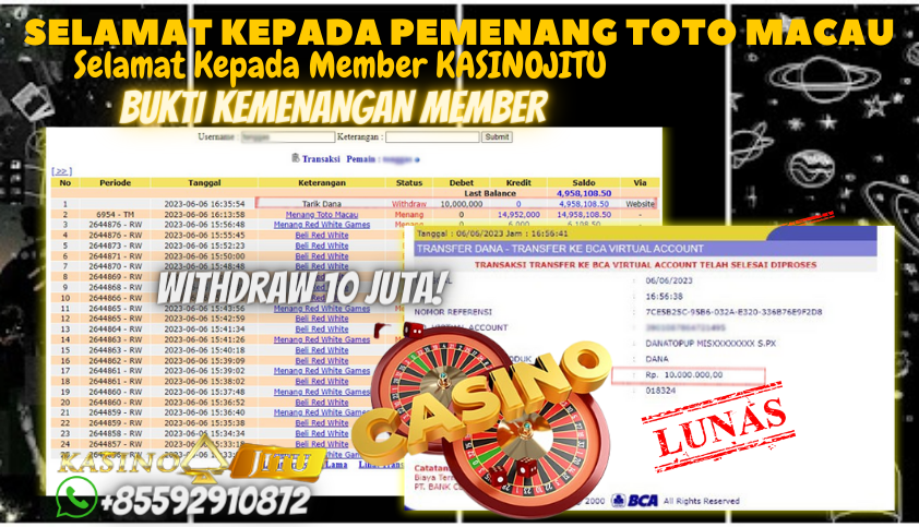 Bukti JP Togel Online KasinoJitu - Toto Macau