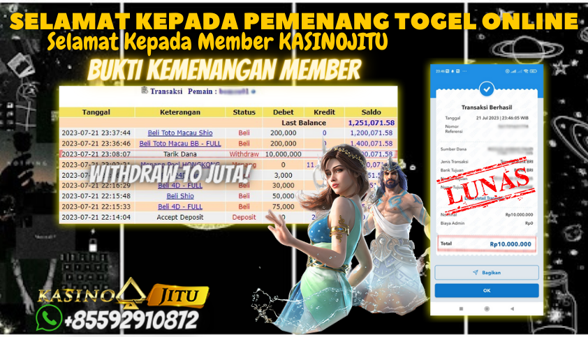 Bukti JP Togel Online KasinoJitu - Togel Hongkong